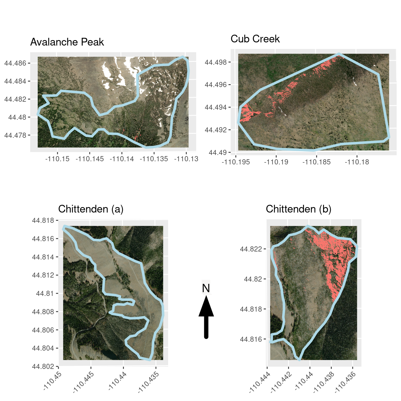 Selected planting areas based on projected CWD